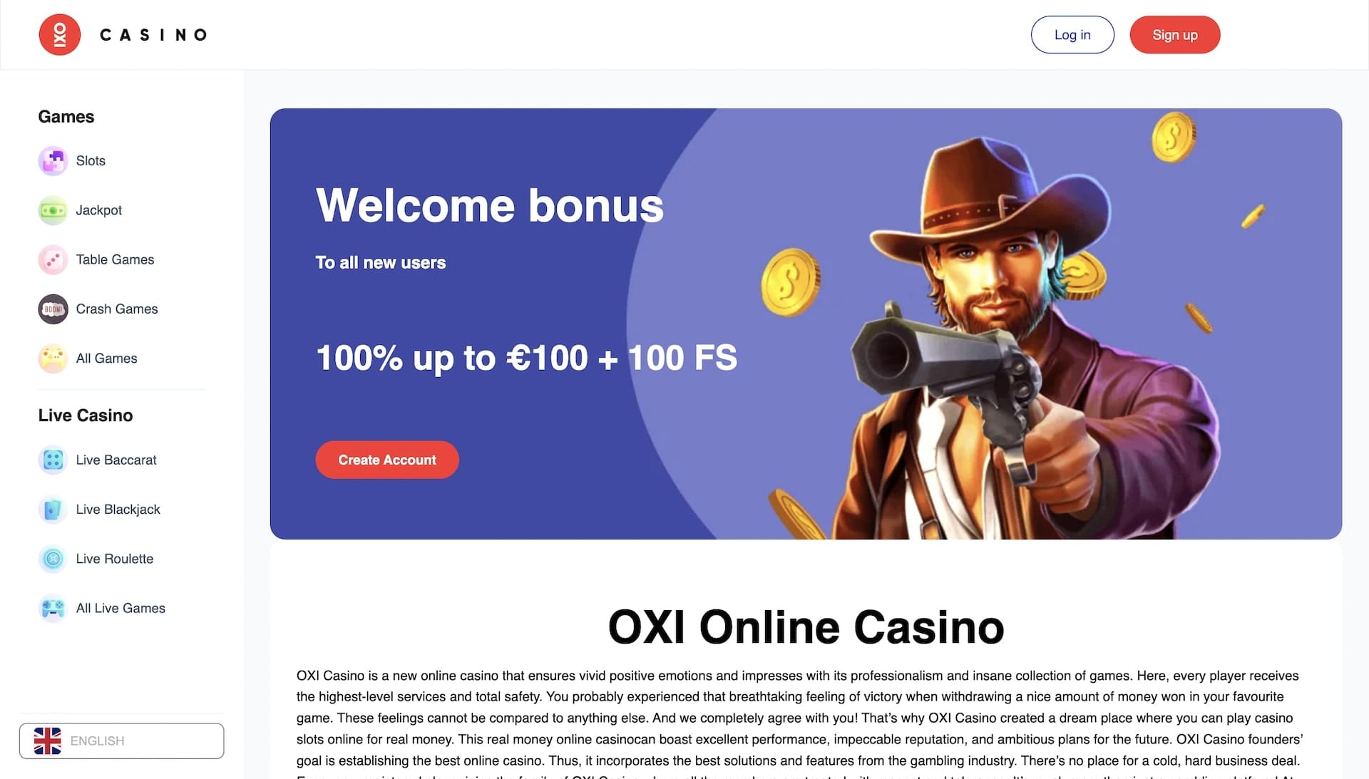 Official website of the Oxi Casino